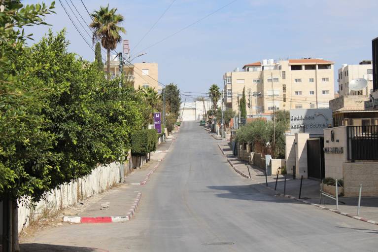Leere Straßen in Bethlehem wegen Abriegelung Leere Straßen in Bethlehem wegen Abriegelung